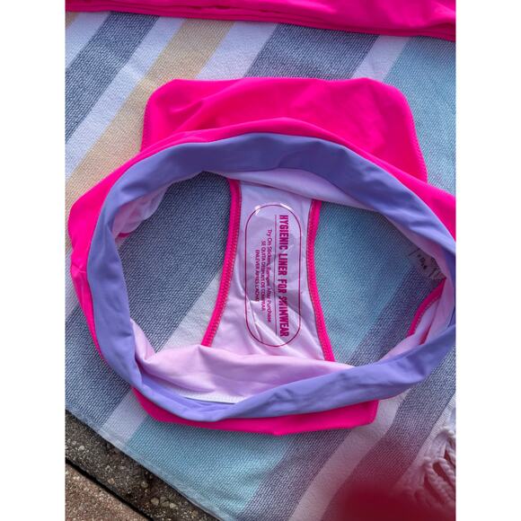 NWOT, Brand Unknown, One Shoulder Bikini, Pink and Purple, Sz XL - Picture 6 of 11